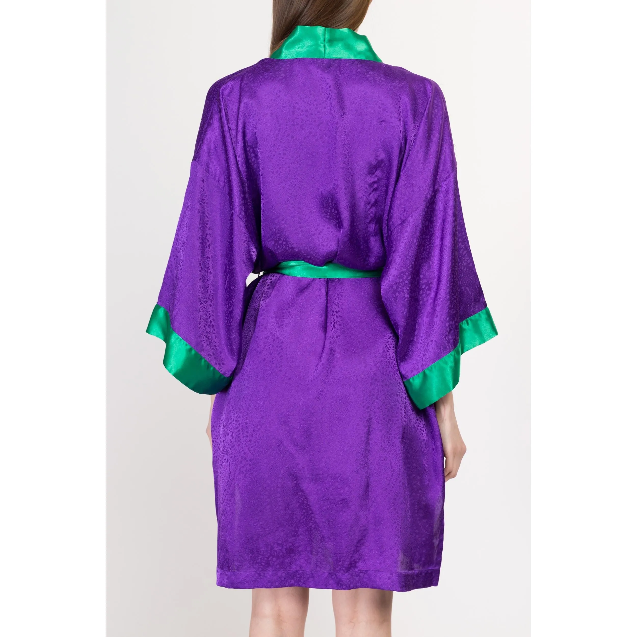 One Size 90s Victoria's Secret Purple & Green Satin Robe