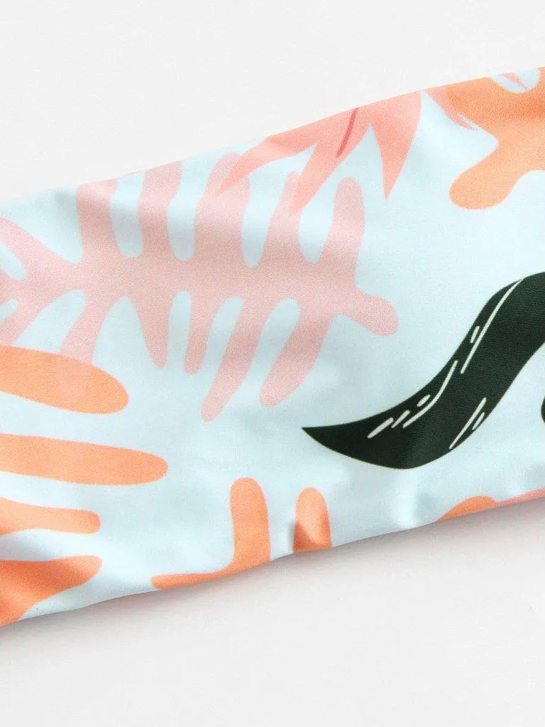Palm Print Off The Shoulder Bikini Set