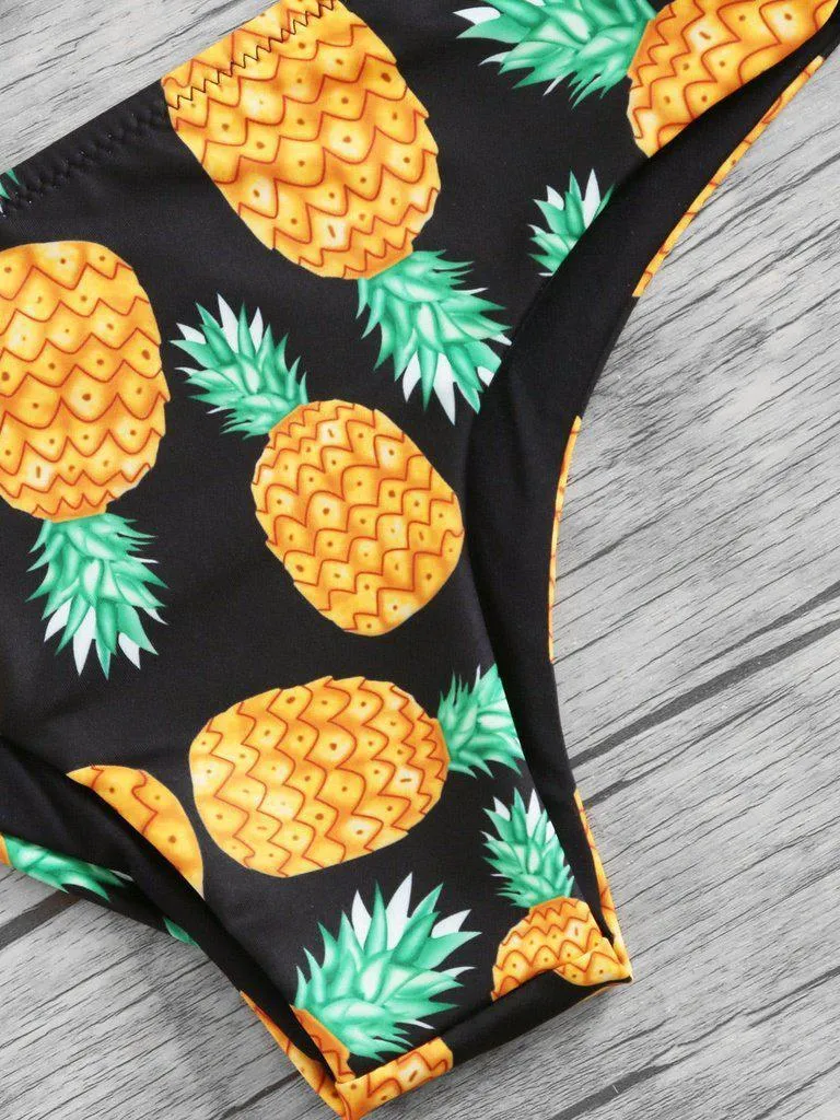 Pineapple Print Wrap Bikini Set