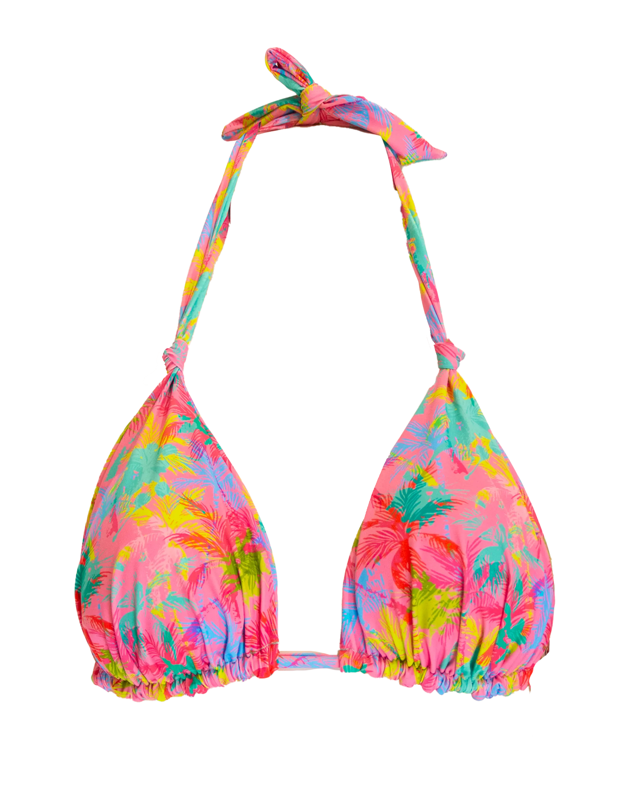 Pink Palm Womens Triangle Bikini Top