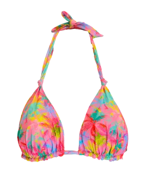 Pink Palm Womens Triangle Bikini Top