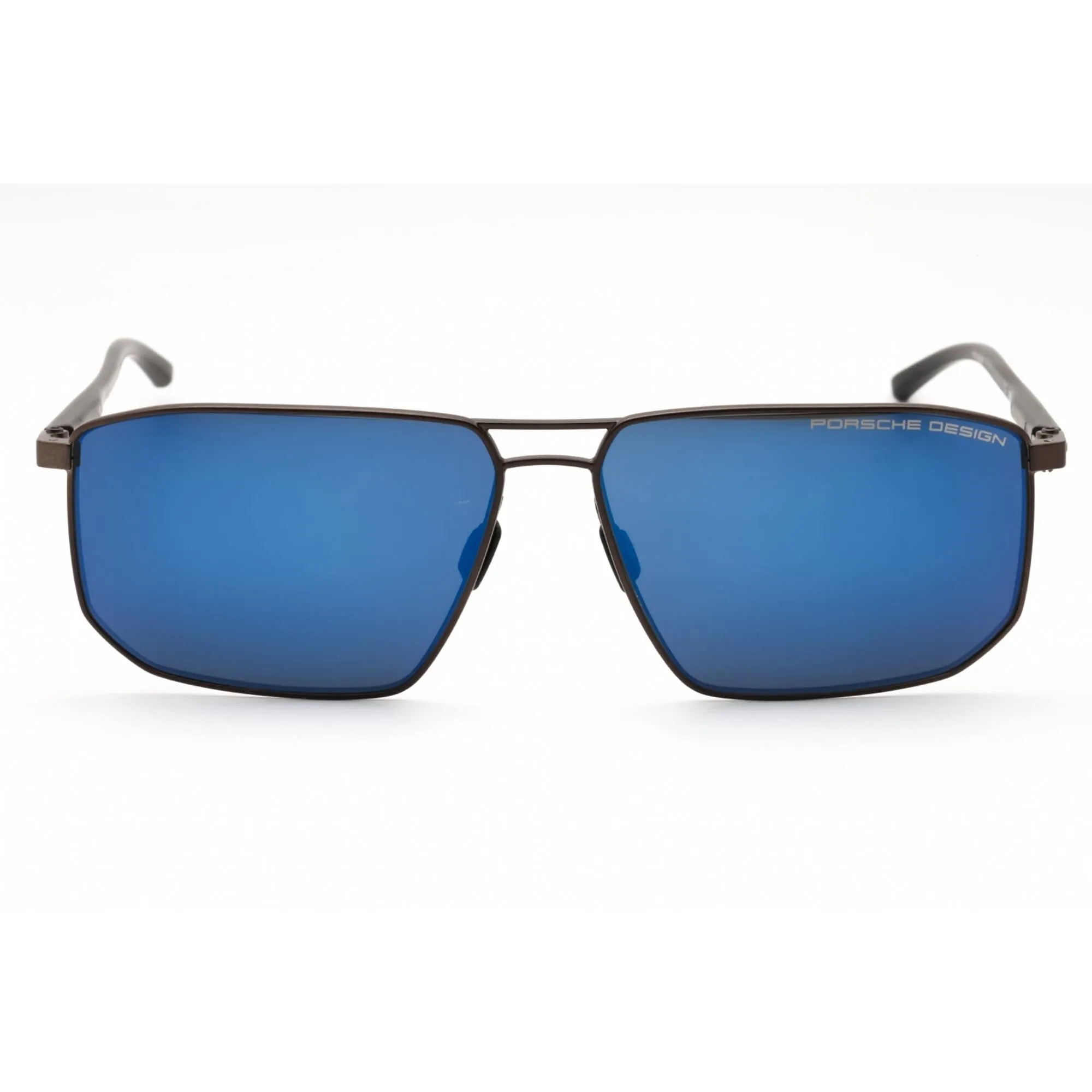 Porsche Men's Sunglasses - Grey Rectangular Full Rim Frame Dark Blue Lens | P8696 C