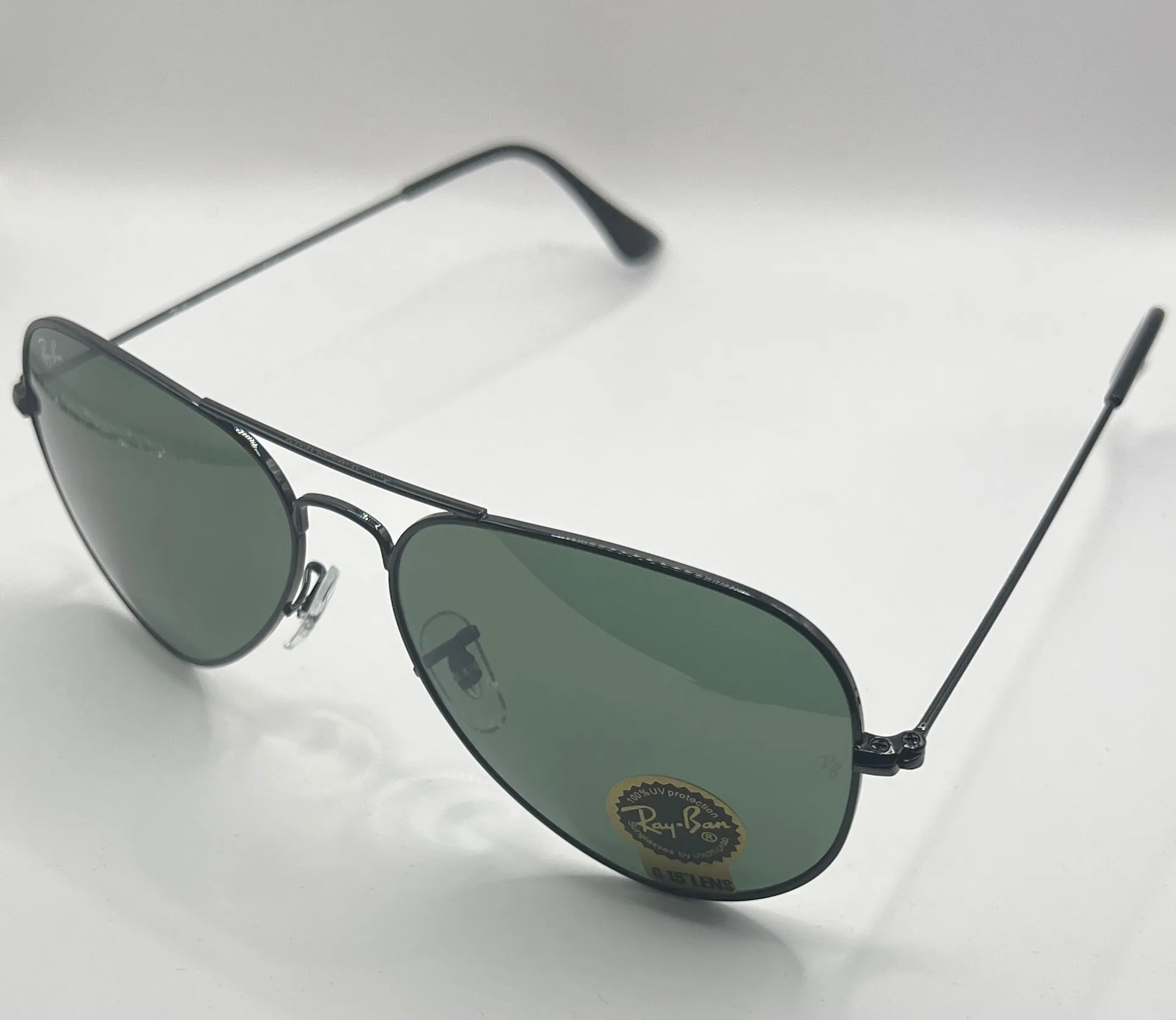 Ray-Ban Aviator RB3025 L2823 3N TRI Sunglasses - Black Frame, Green Classic Lens