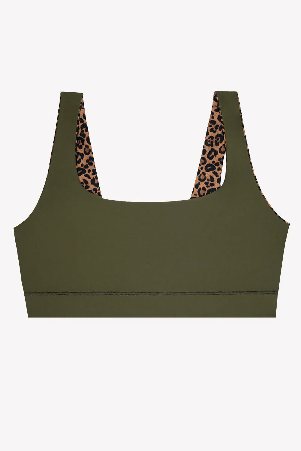 Reversible Bralette Bikini Top | Classic Leopard/Olive Night