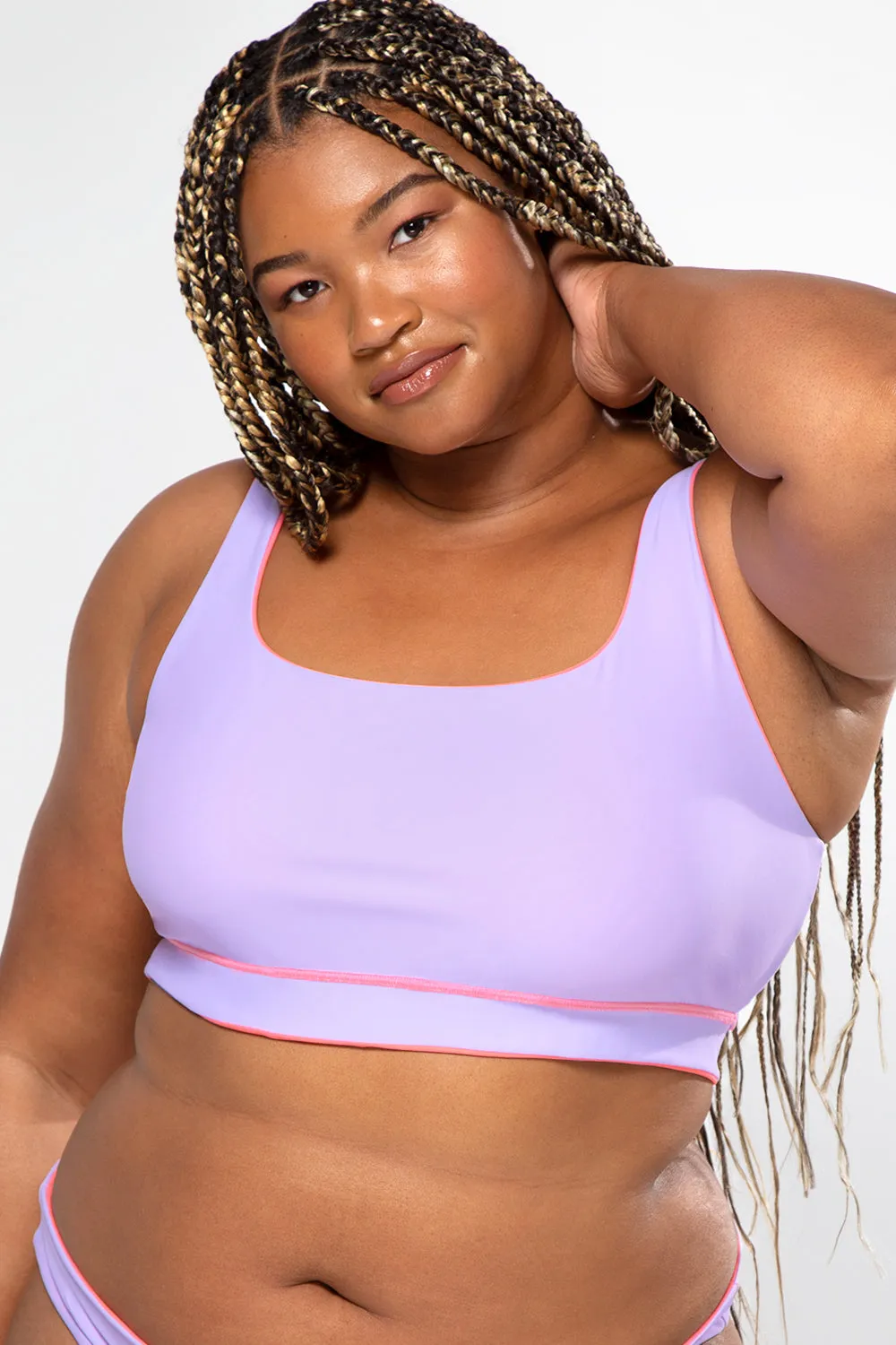 Reversible Bralette Bikini Top | Punchy Peach/Lilac Iris