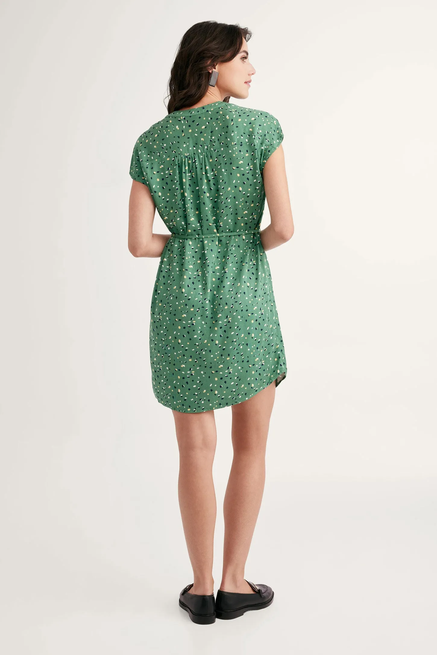Robe manches courtes taille nouée - Femme