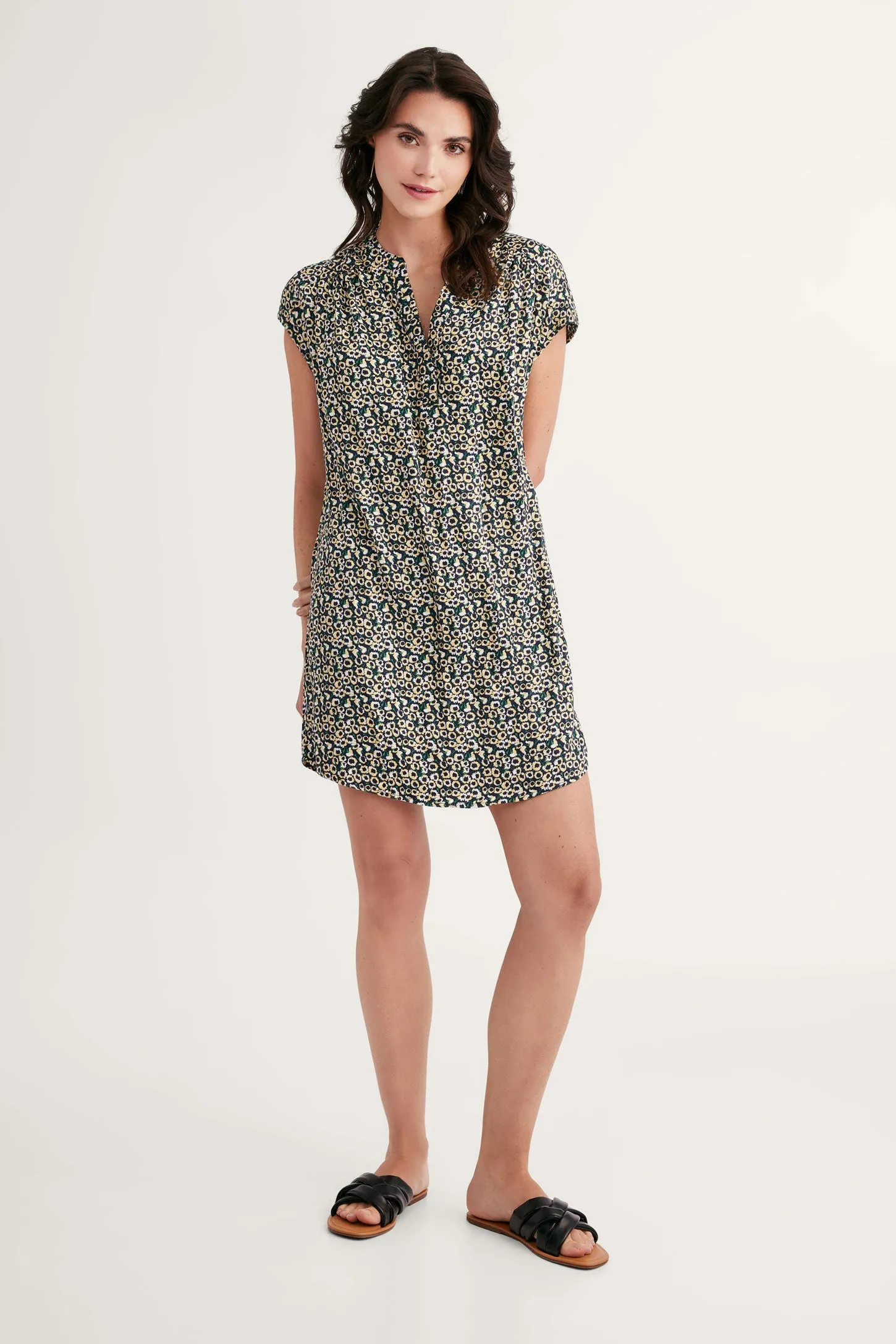 Robe manches courtes taille nouée - Femme