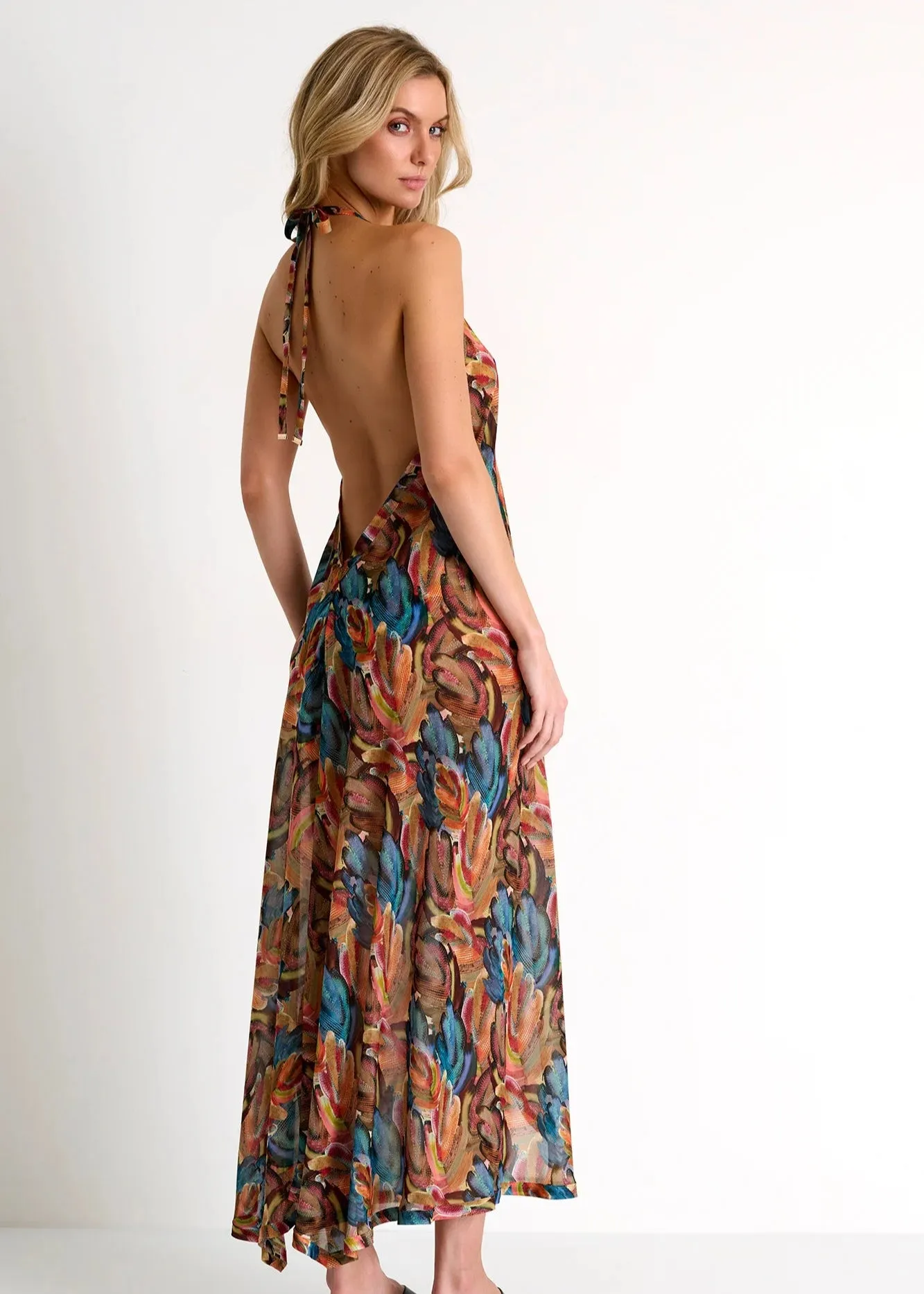 Shan Flora Halter Neck Maxi Dress - Rio Print