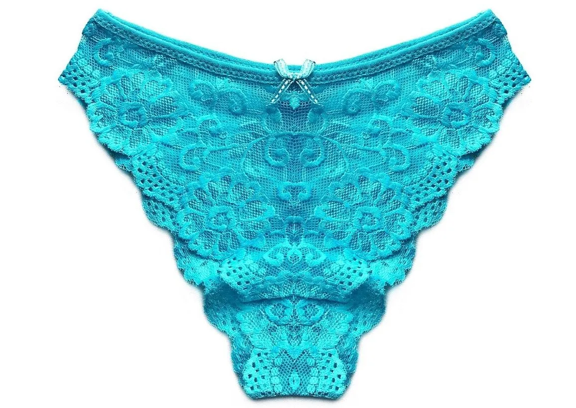 Sheer Lace French Panties with Scallop Hem