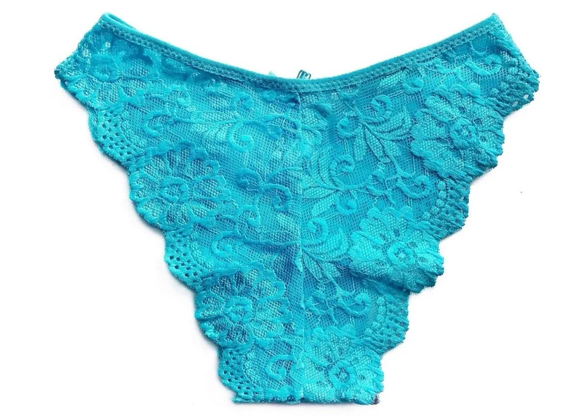 Sheer Lace French Panties with Scallop Hem
