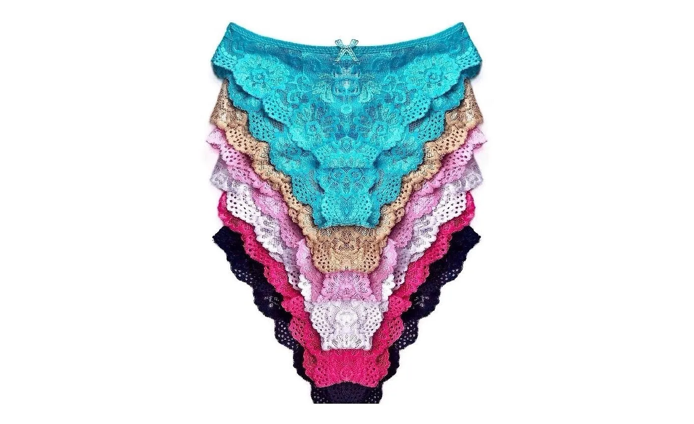 Sheer Lace French Panties with Scallop Hem