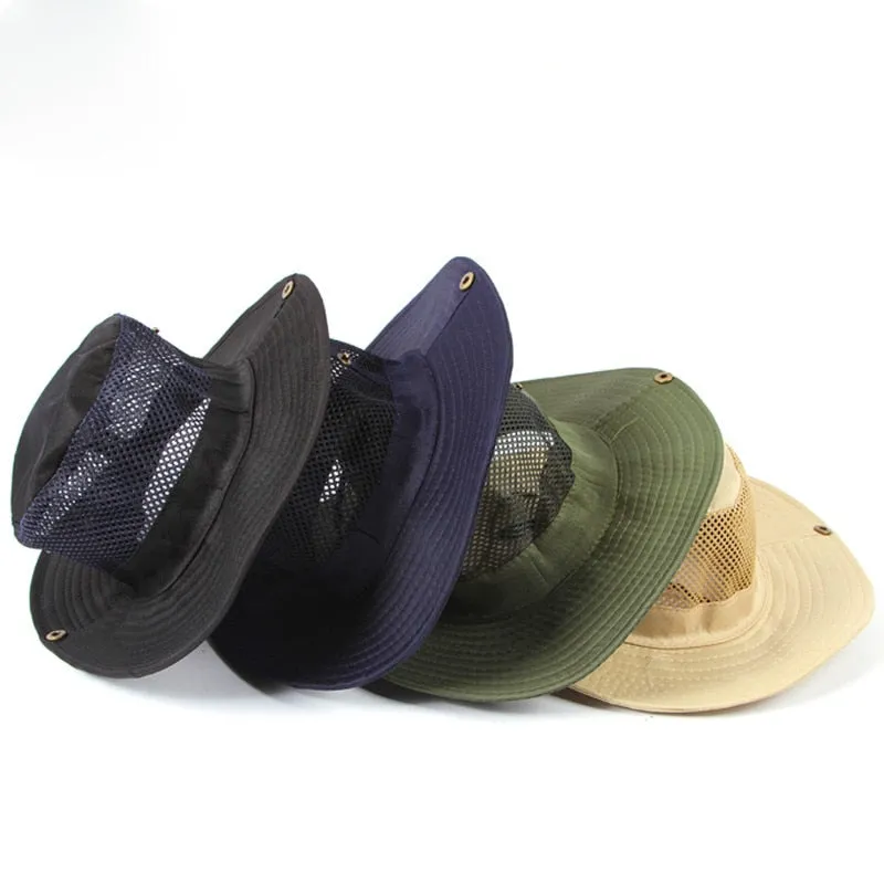 Sidiou Group Men Outdoor Camping Fishing Cap Sun Protection Boonie Bucket Hat Wide Brim