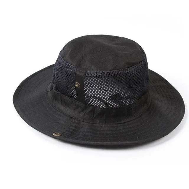 Sidiou Group Men Outdoor Camping Fishing Cap Sun Protection Boonie Bucket Hat Wide Brim