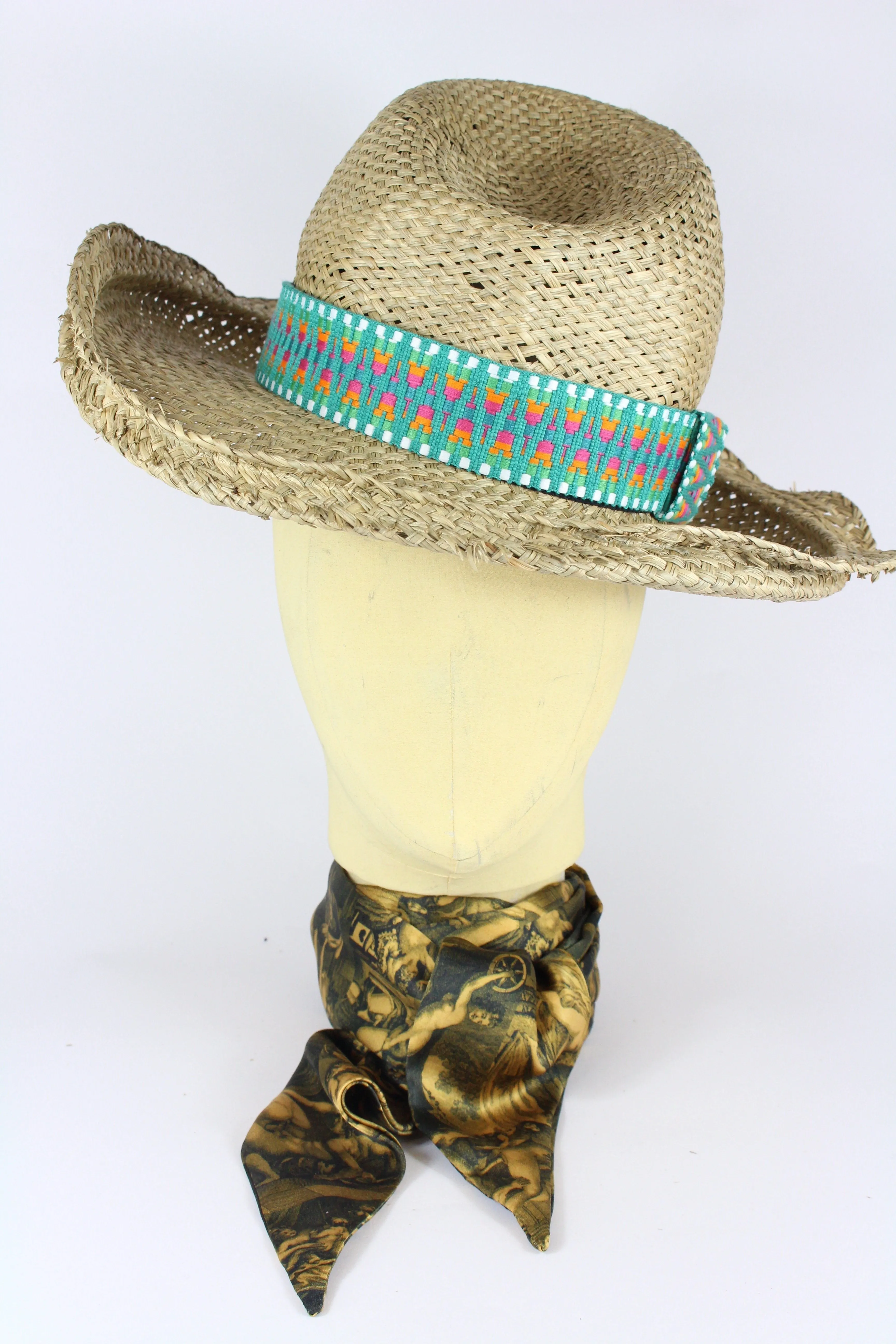 STRAW HIGHWAYMAN -  GREEN AZTEC BAND
