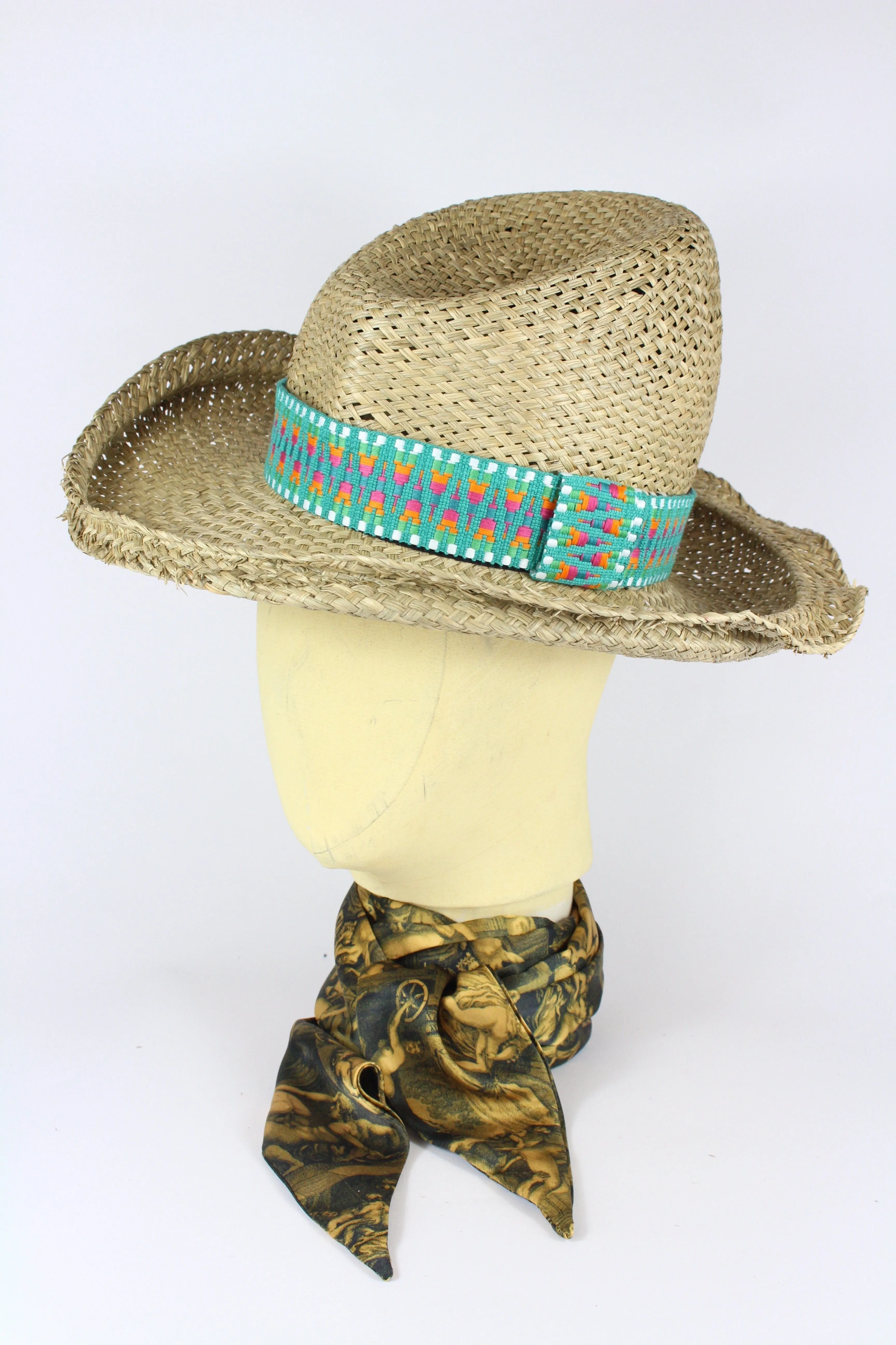 STRAW HIGHWAYMAN -  GREEN AZTEC BAND