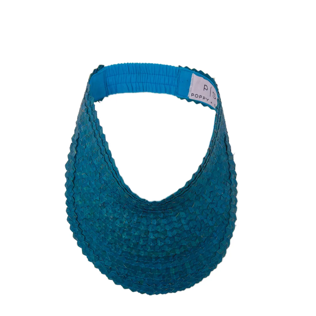 STRAW SUN VISOR - AQUA