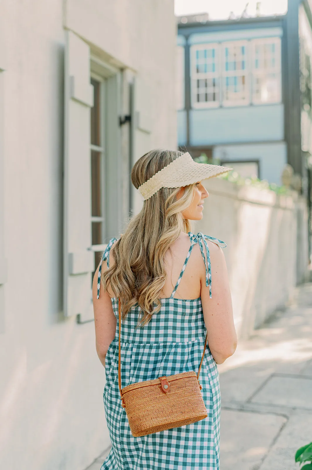 STRAW SUN VISOR - AQUA