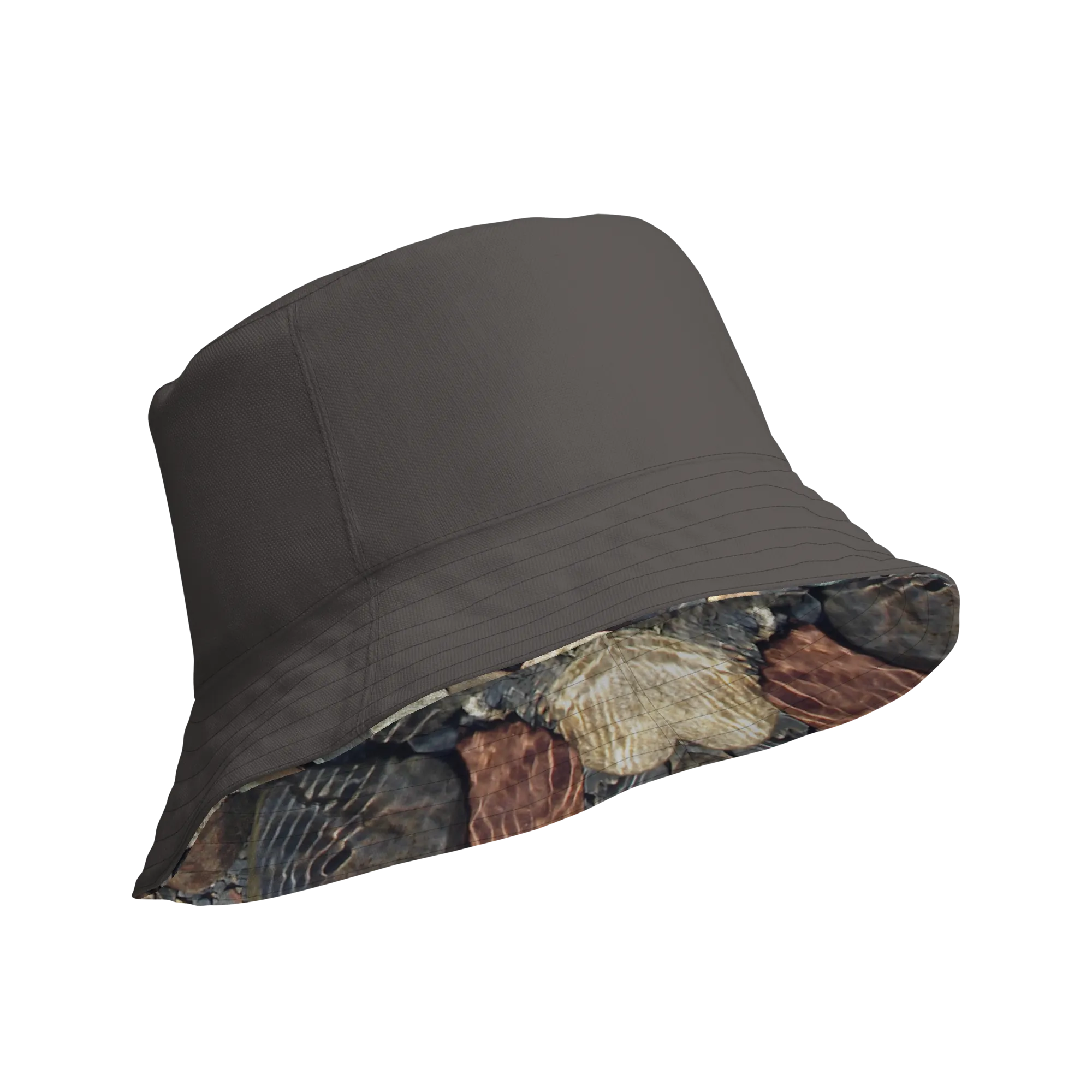 The EARTH LOVE Collection - "Rock Renaissance" Design Premium Reversible Bucket Hat - Dark Gray Inside - Beach Hat, Gifts for Her, Gifts for Him