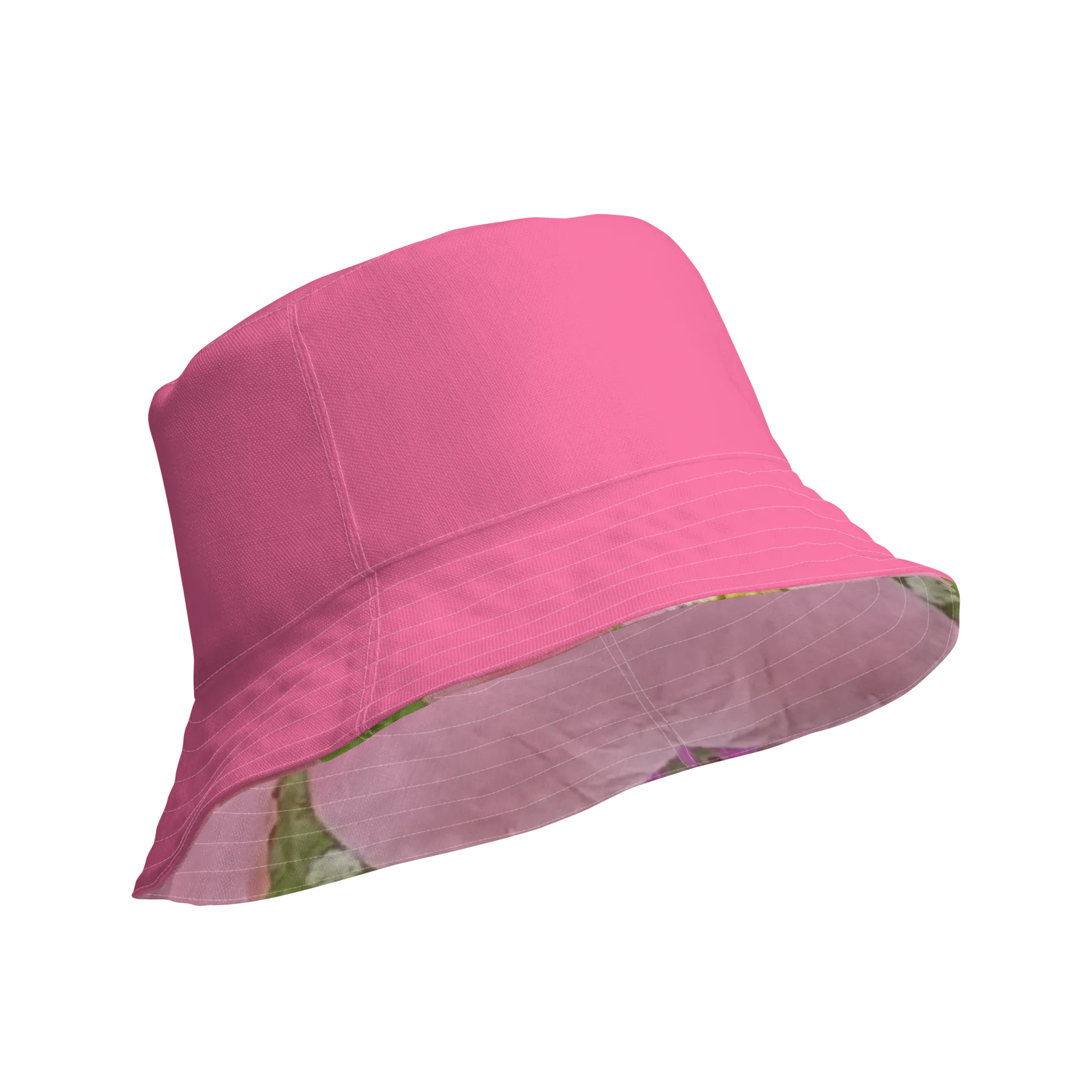 The FLOWER LOVE Collection - "Pretty Pink Poppies" Design Premium Reversible Bucket Hat - Pink Inside - Beach Hat, Gifts for Her