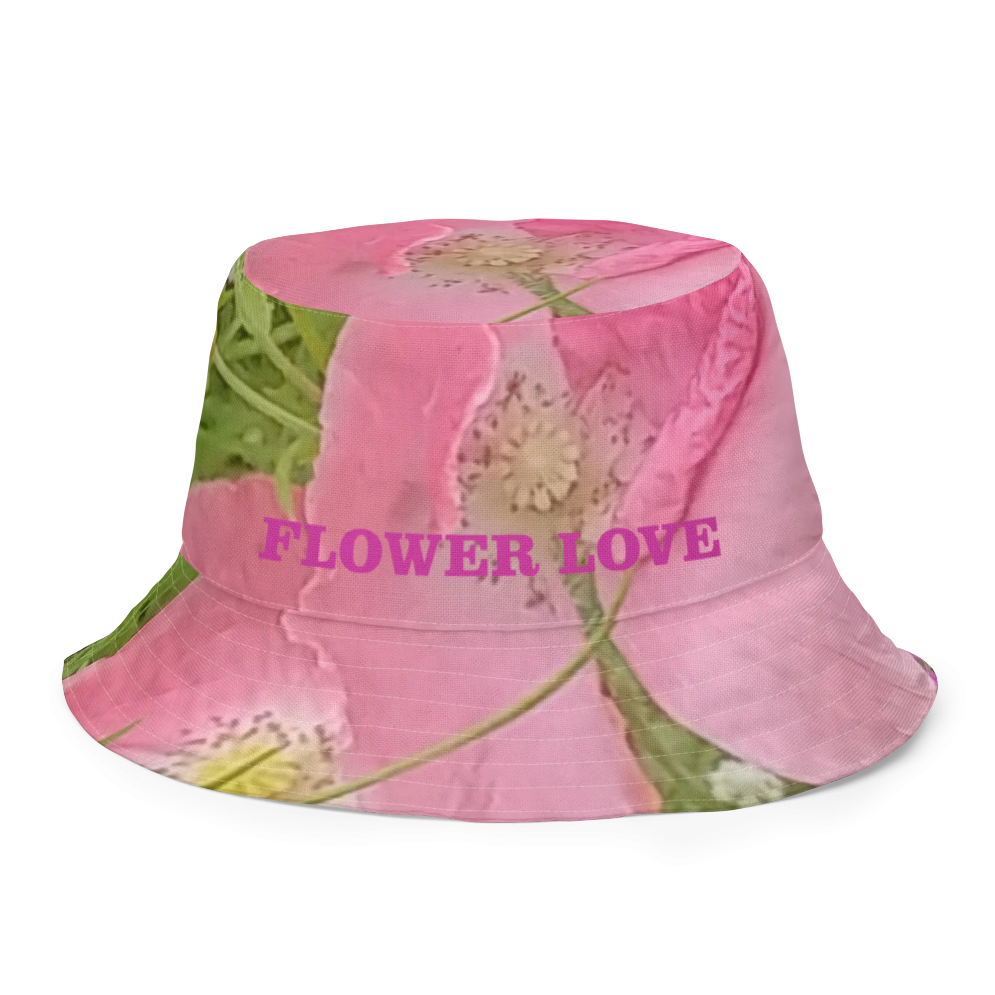 The FLOWER LOVE Collection - "Pretty Pink Poppies" Design Premium Reversible Bucket Hat - Pink Inside - Beach Hat, Gifts for Her