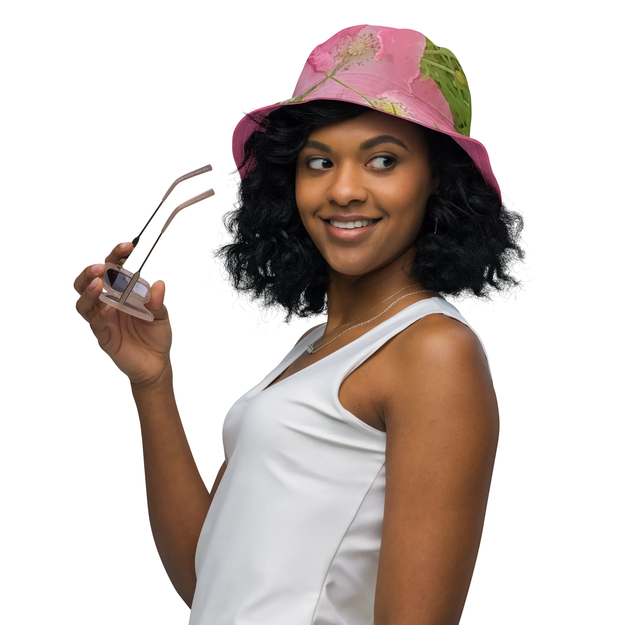The FLOWER LOVE Collection - "Pretty Pink Poppies" Design Premium Reversible Bucket Hat - Pink Inside - Beach Hat, Gifts for Her