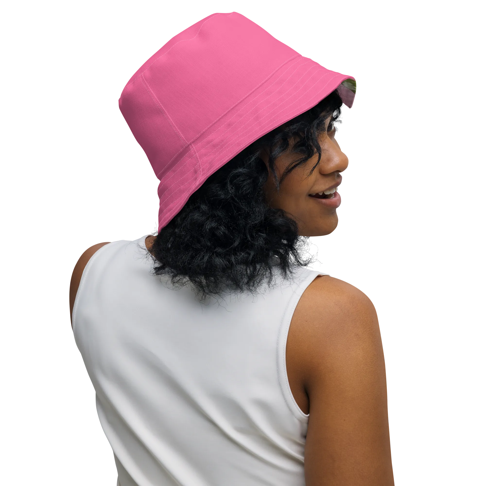 The FLOWER LOVE Collection - "Pretty Pink Poppies" Design Premium Reversible Bucket Hat - Pink Inside - Beach Hat, Gifts for Her