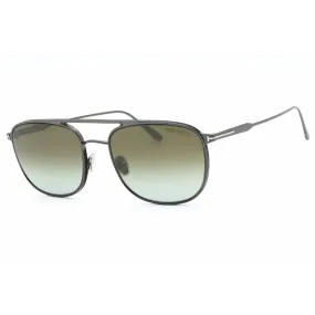 Tom Ford Men's Sunglasses - Shiny Dark Ruthenium Metal Aviator Full Rim | FT0827 12Q