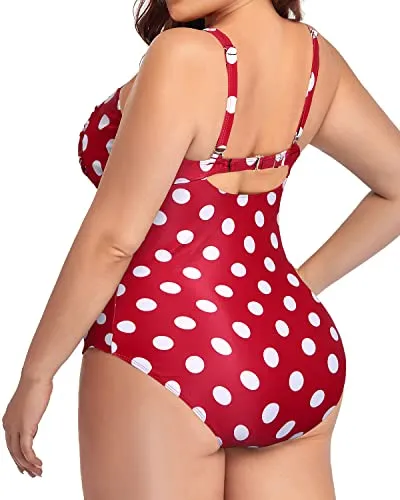 Tummy Control Bathing Suits Push Up Plus Size Sexy Swimsuits For Women-Red Dot