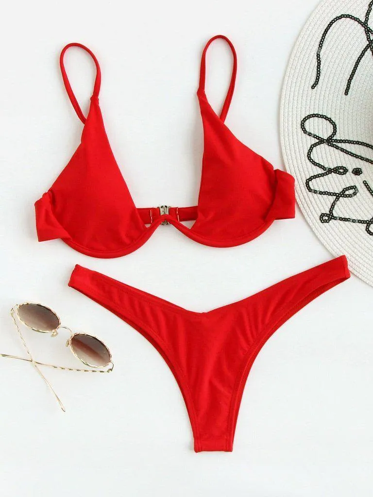 Underwire High Leg Bikini Set