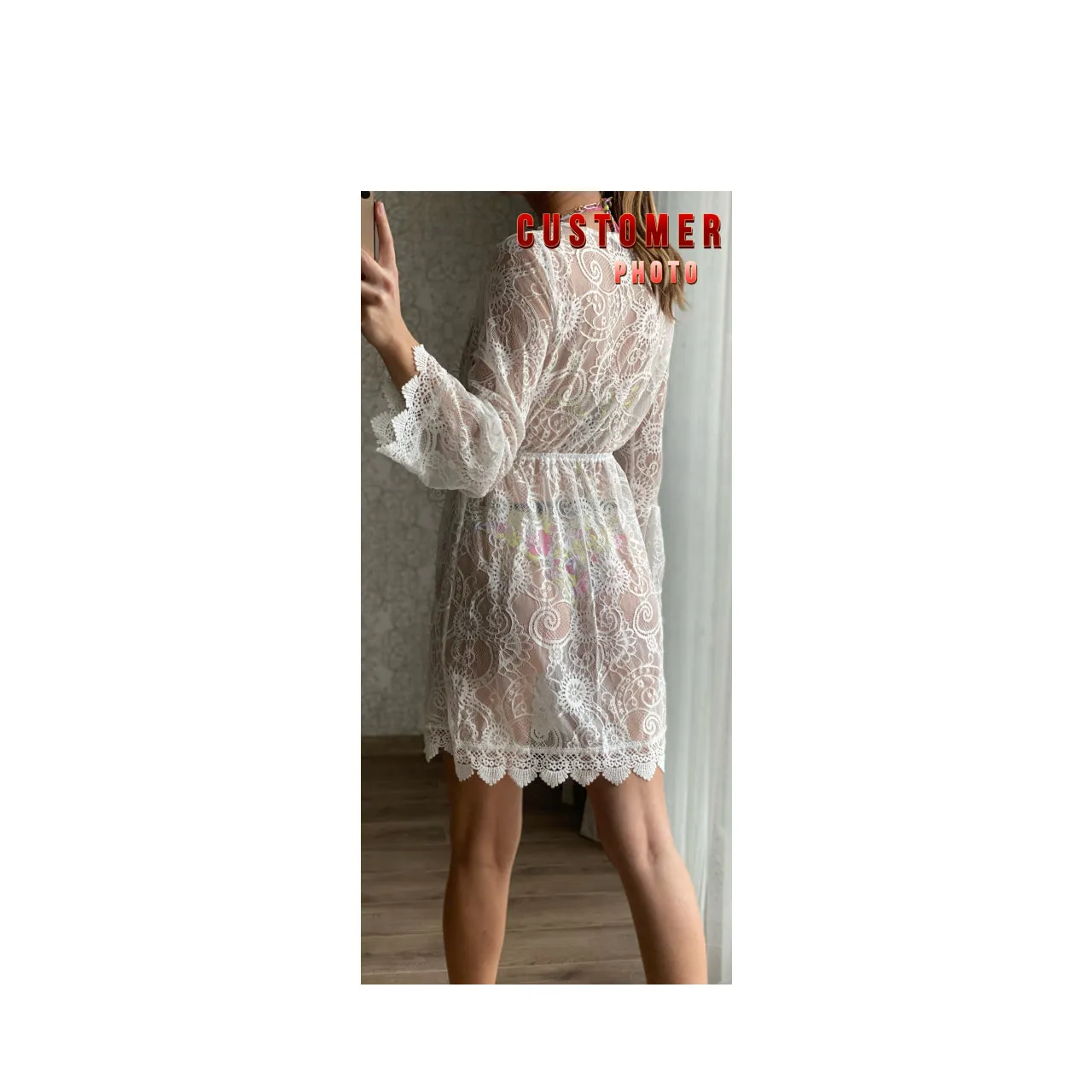 White Floral Lace Tunic / Dress / Beach Cover Up in Size S, M, L, or XL