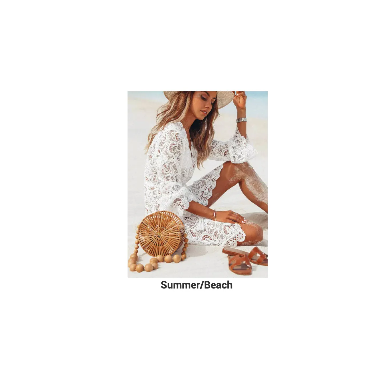 White Floral Lace Tunic / Dress / Beach Cover Up in Size S, M, L, or XL