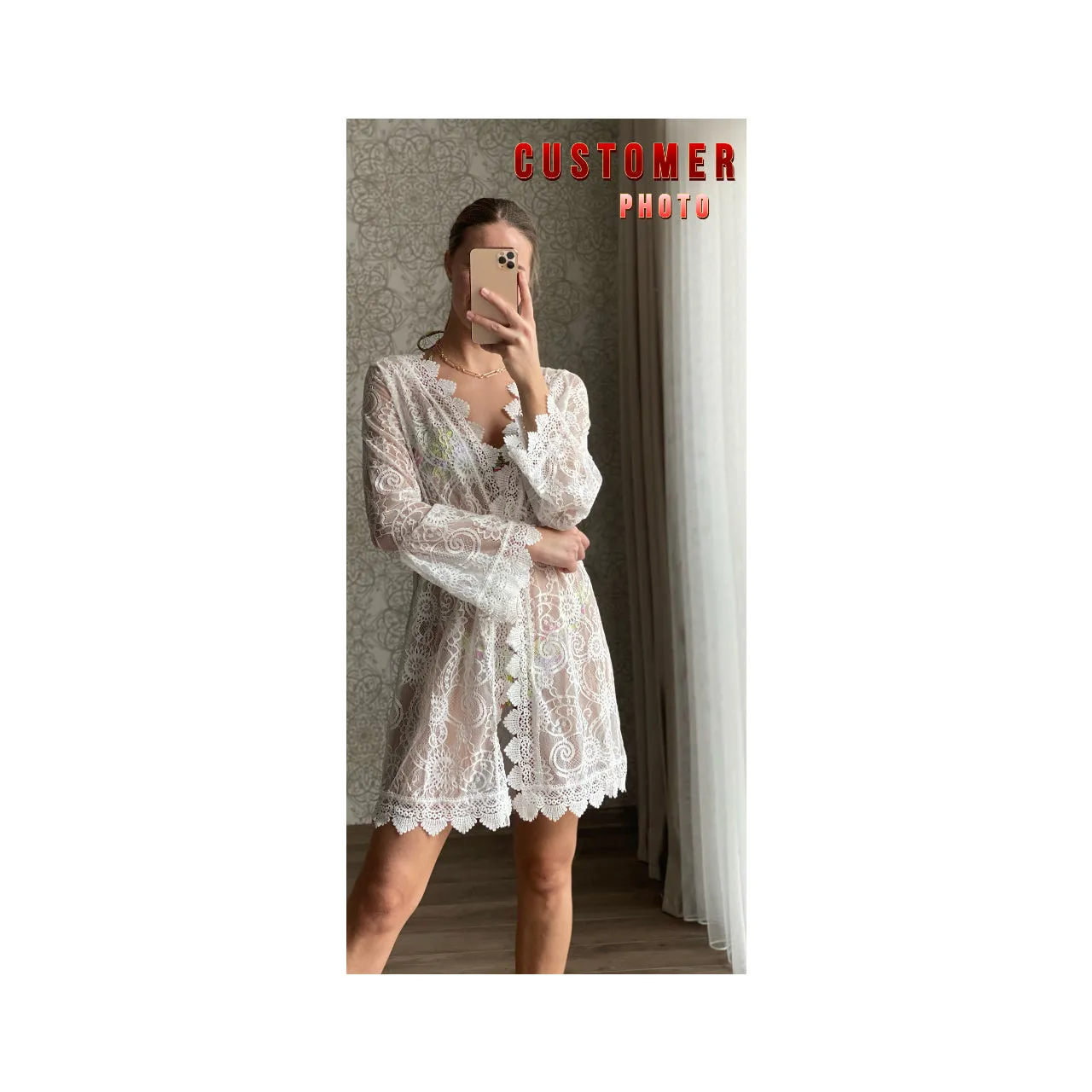 White Floral Lace Tunic / Dress / Beach Cover Up in Size S, M, L, or XL