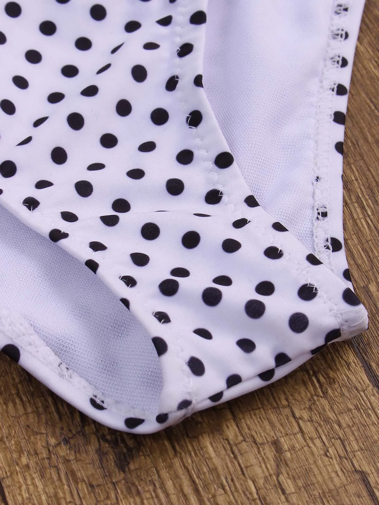 Wholesale One Shoulder Wave Polka Dot Sleeveless Flounced Hem 2 Piece Bikinis