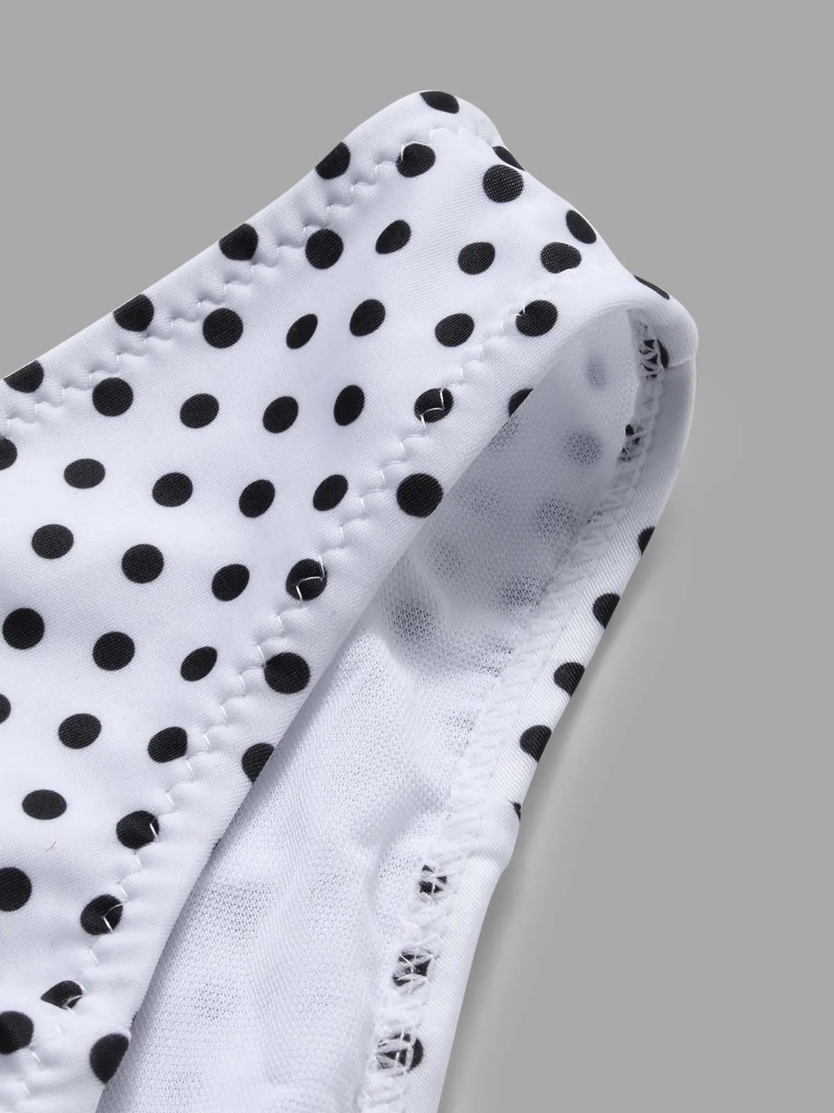 Wholesale One Shoulder Wave Polka Dot Sleeveless Flounced Hem 2 Piece Bikinis
