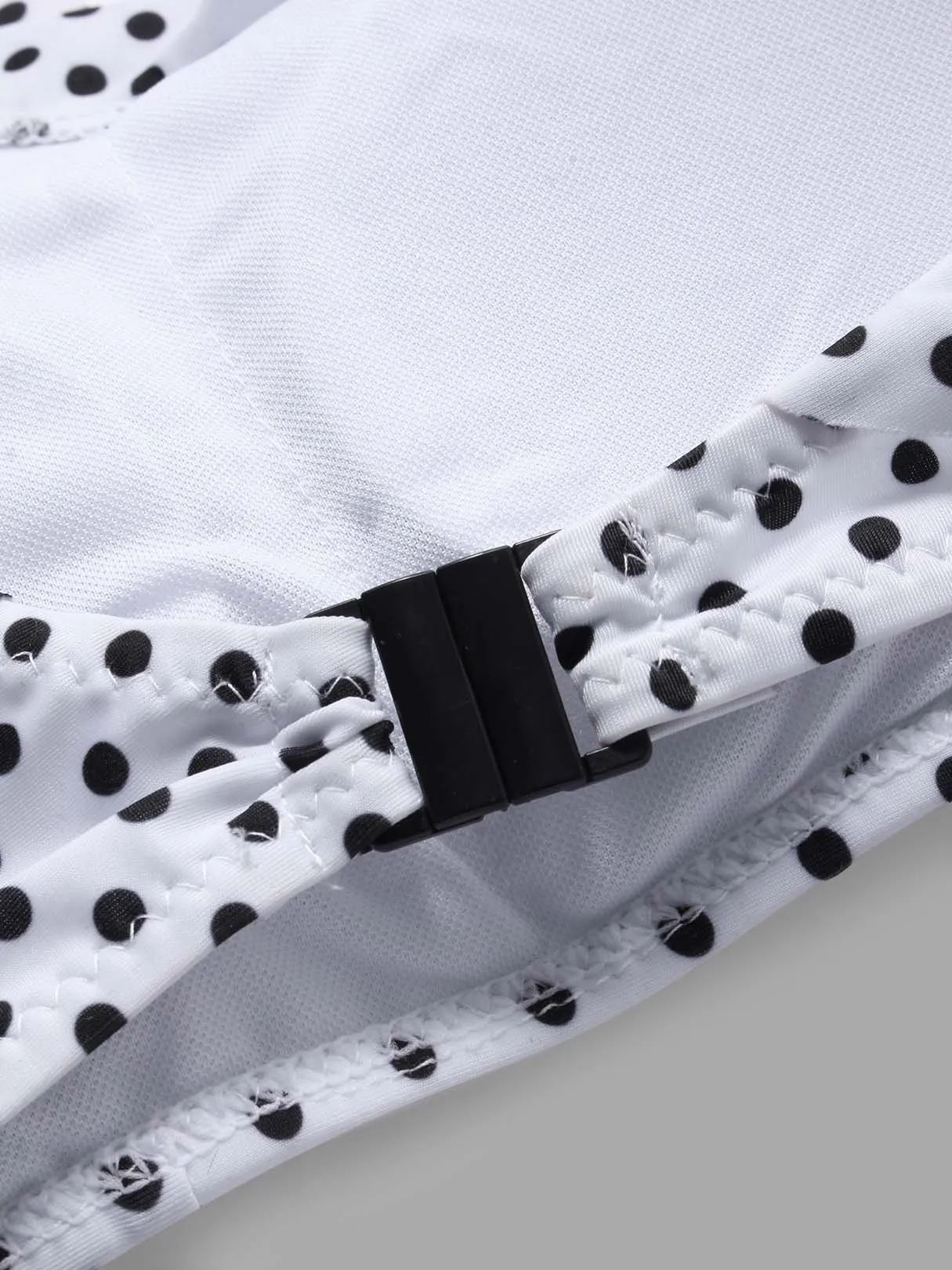 Wholesale One Shoulder Wave Polka Dot Sleeveless Flounced Hem 2 Piece Bikinis