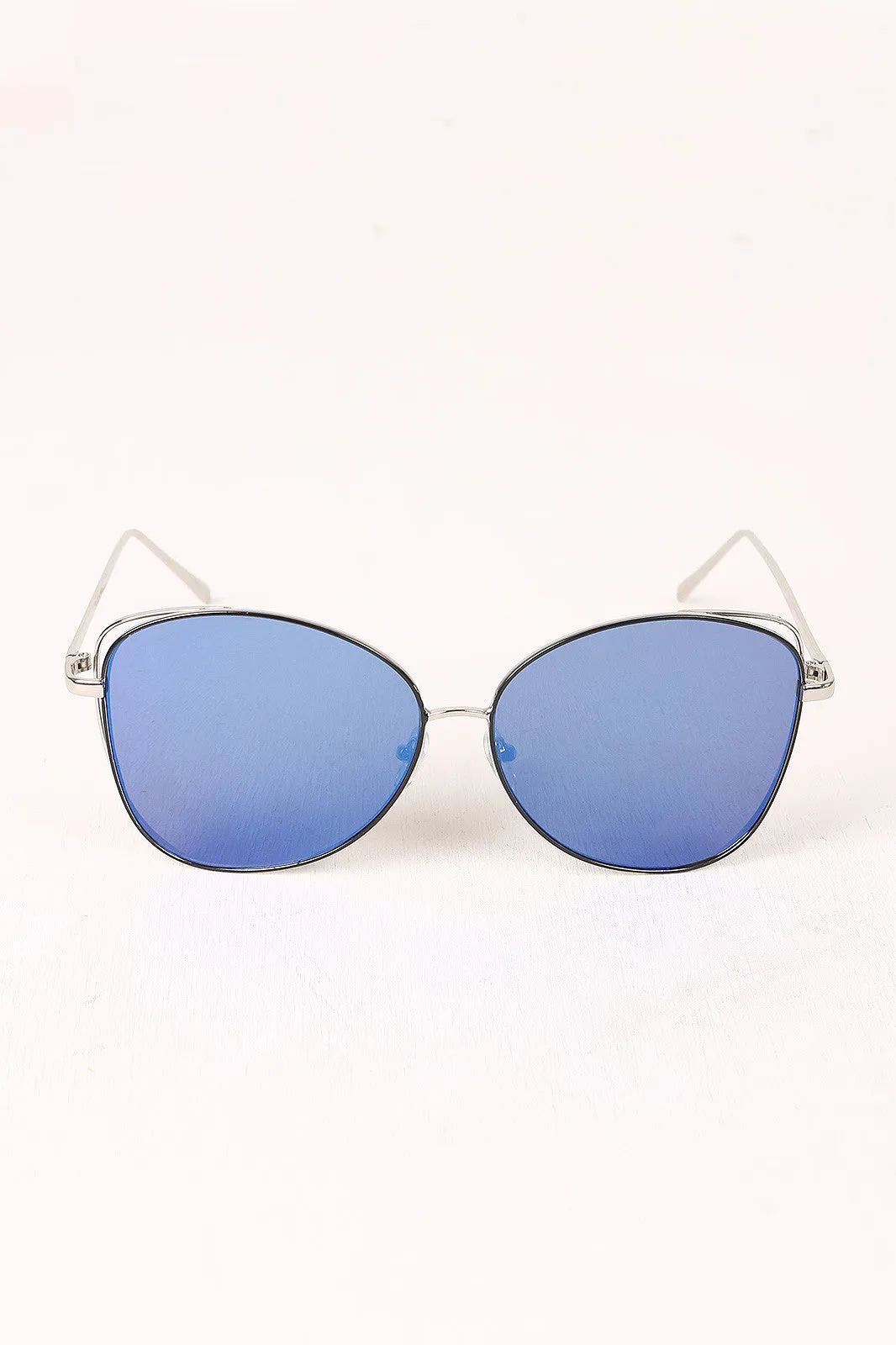 Wire Framed Mirrored Lens Aviator Sunglasses
