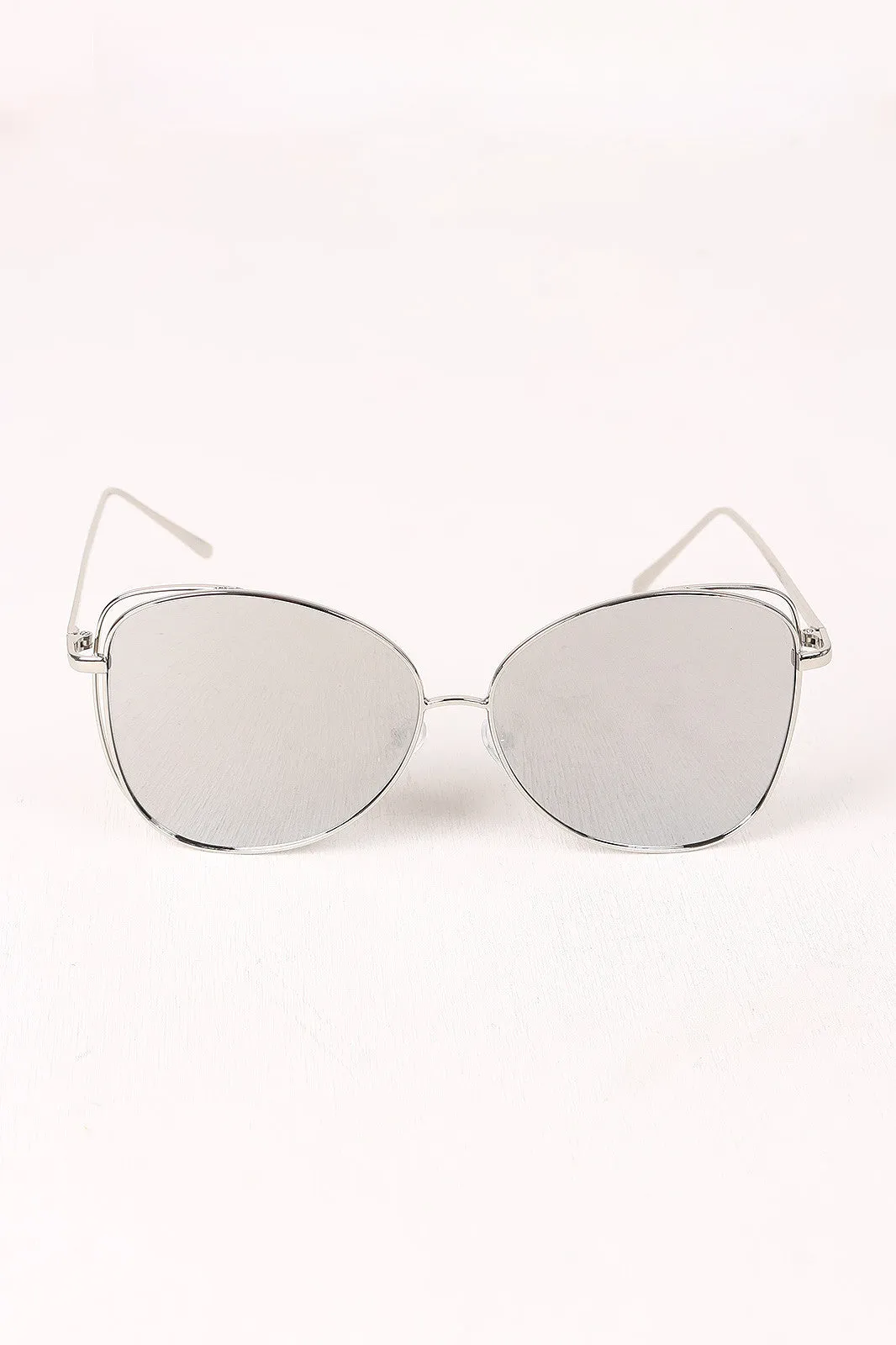 Wire Framed Mirrored Lens Aviator Sunglasses