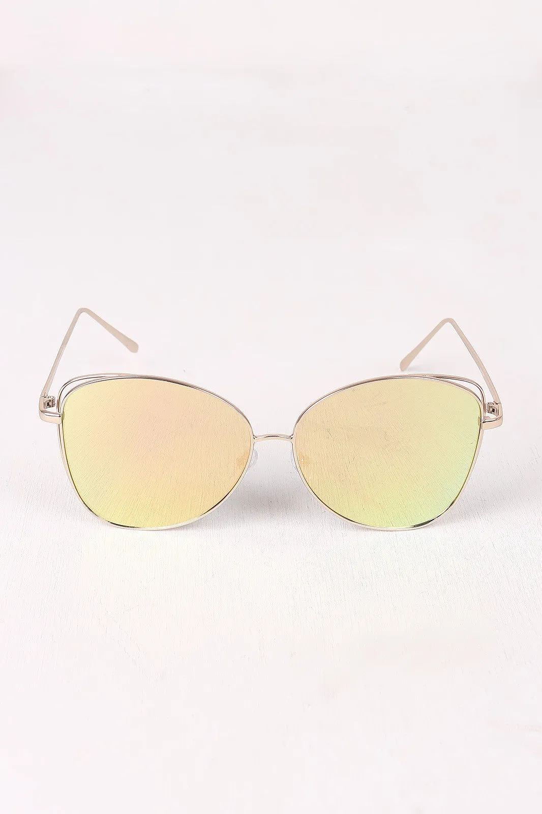 Wire Framed Mirrored Lens Aviator Sunglasses