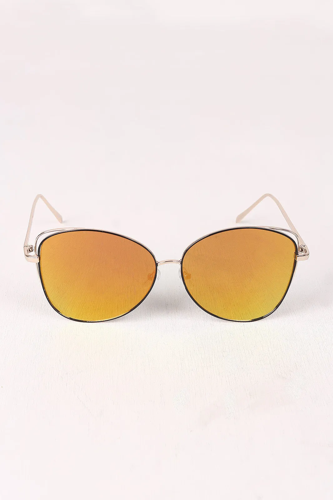 Wire Framed Mirrored Lens Aviator Sunglasses