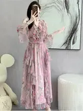 Women Summer Ruffles Long Boho Party Dresses 545105 L
