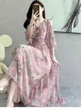 Women Summer Ruffles Long Boho Party Dresses 545105 L