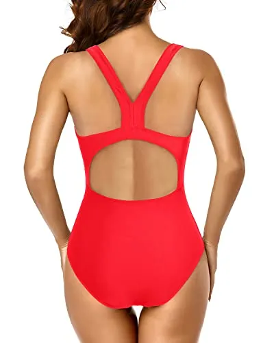 Women's Athletic Bathing Suit Athletic Swimsuits For Women-Neon Red