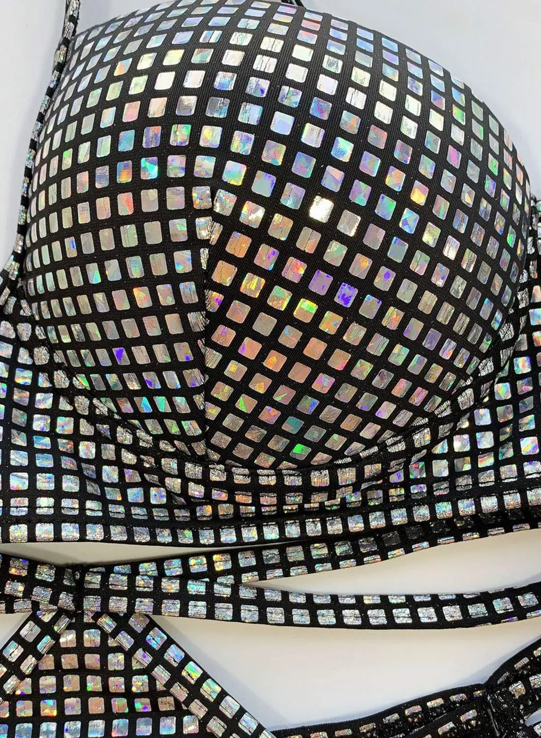 Women's Bikinis Solid Strappy Push-up Cut-out Rhinestones Bikinis