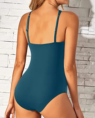 Women's High Neck Tummy Control Swimsuit Two Piece Vintage Swimwear